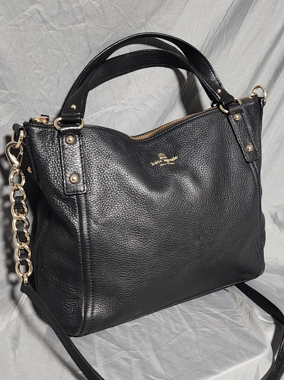Kate Spade Pine Street Kori Convertible Black Leather Satchel Shoulderbag Purse
